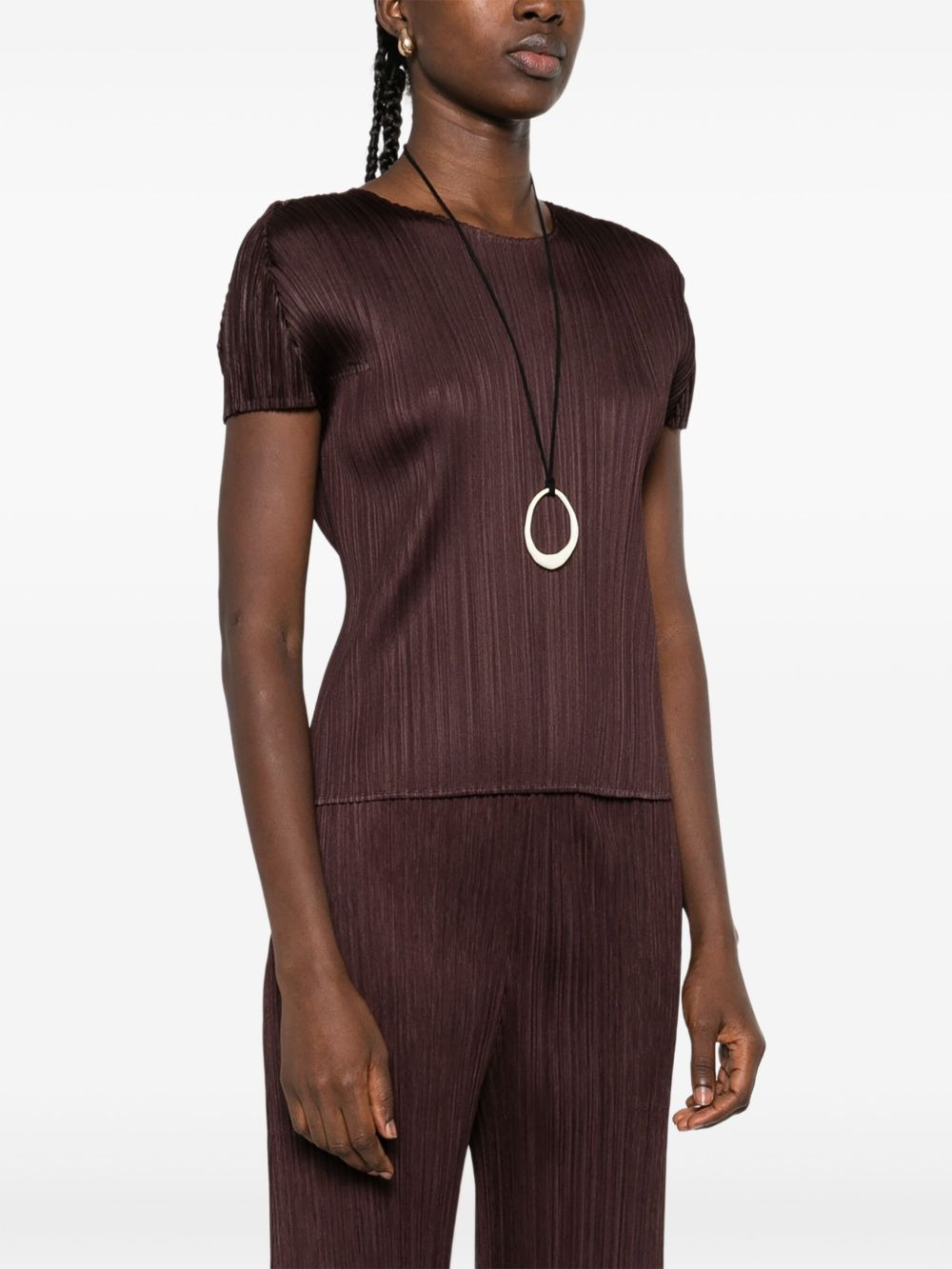pleated crew-neck top - 3