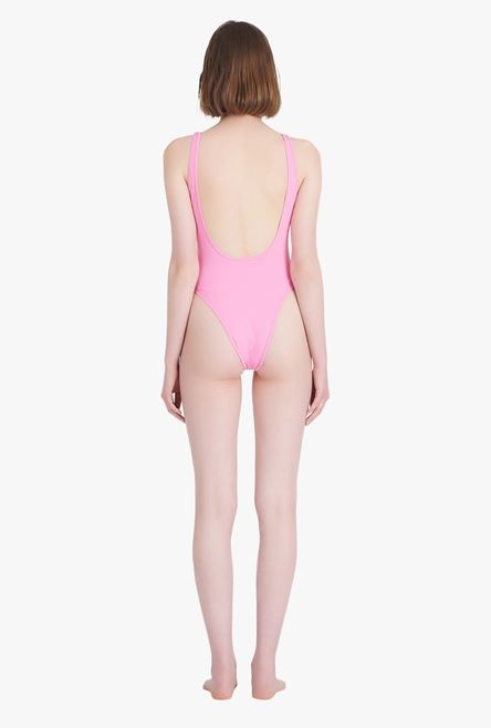 Balmain x Barbie - Light pink racerback one-piece with white Balmain Paris logo - 3