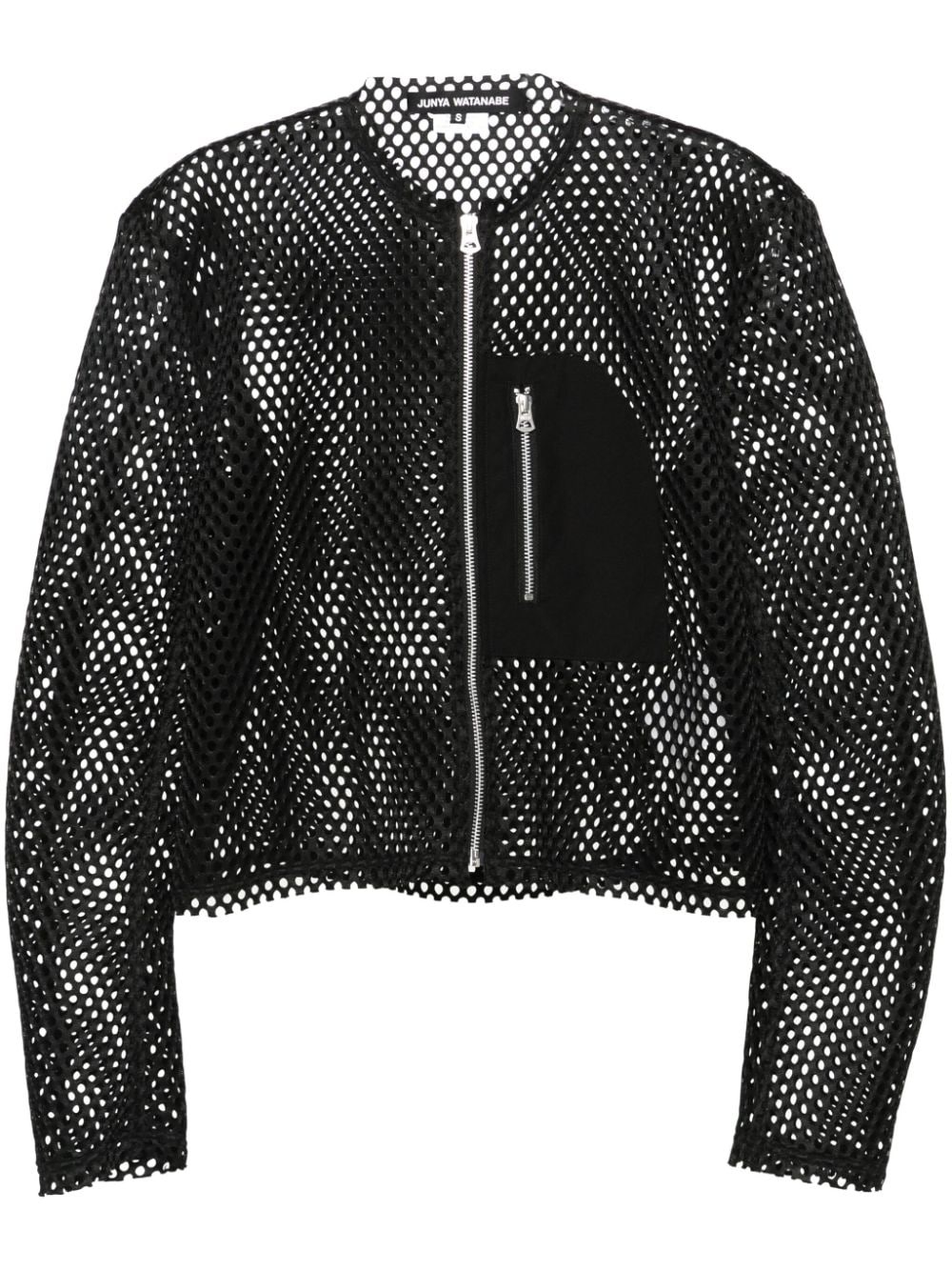 perforated zip-up jacket - 1