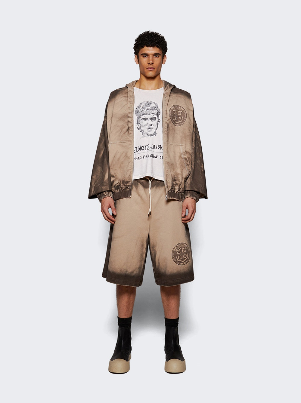 Oversized Mud Shorts Beige - 5