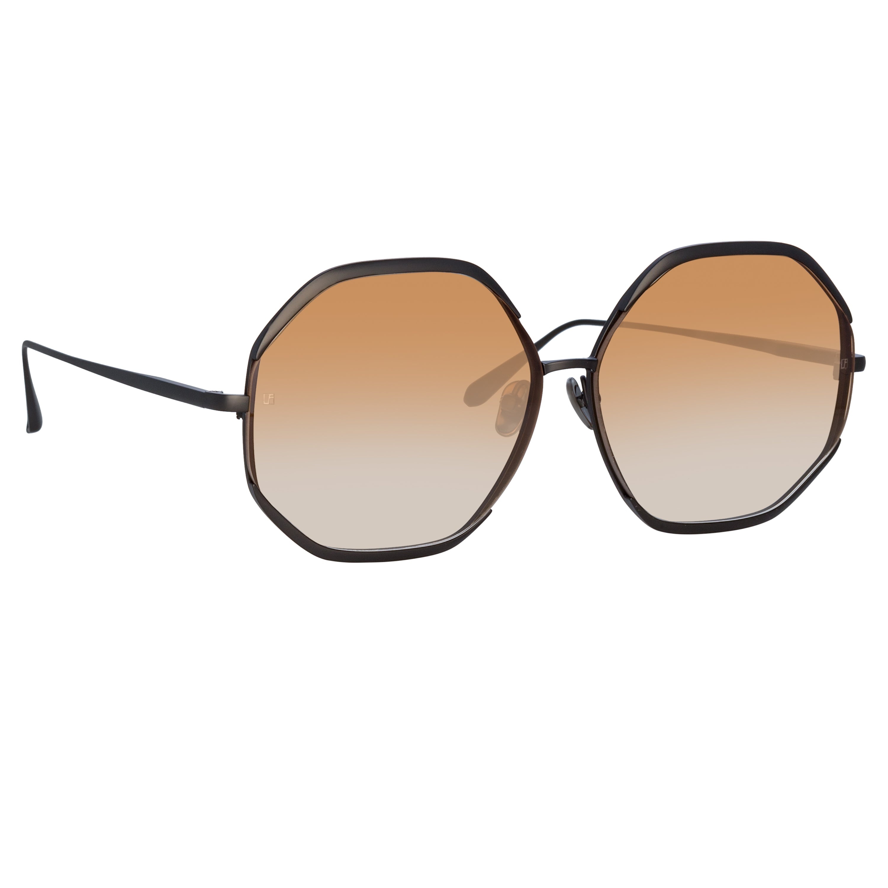 CAMILA HEXAGON SUNGLASSES IN NICKEL AND CAMEL - 3