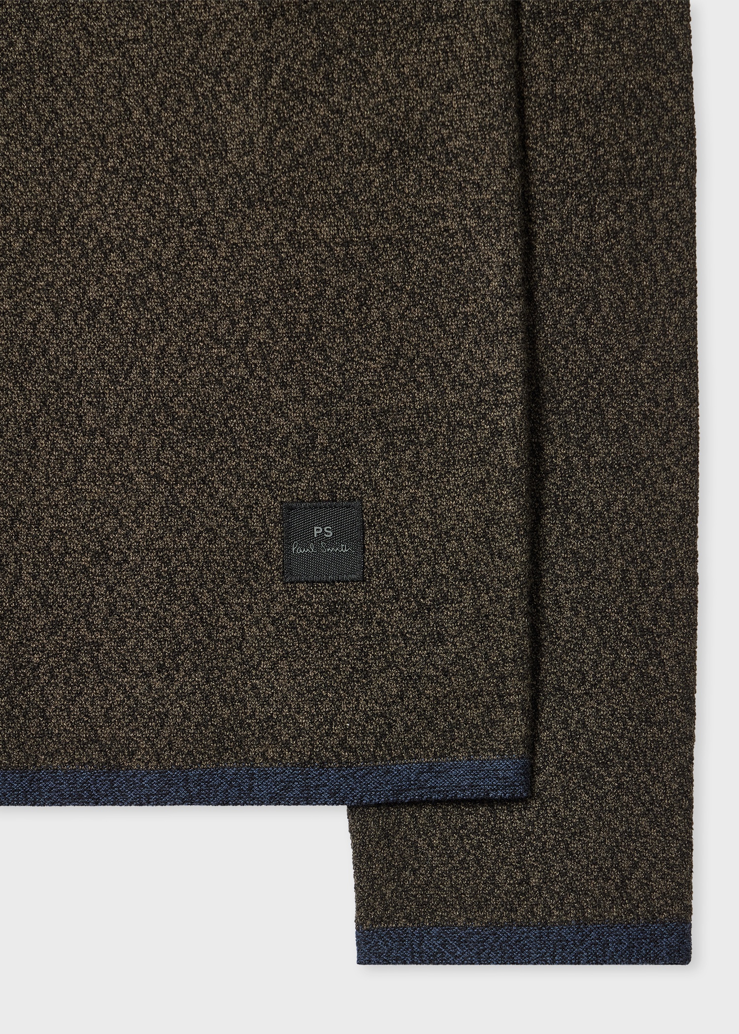 Dark Khaki and Navy Block Cotton-Wool Knit Cardigan - 2