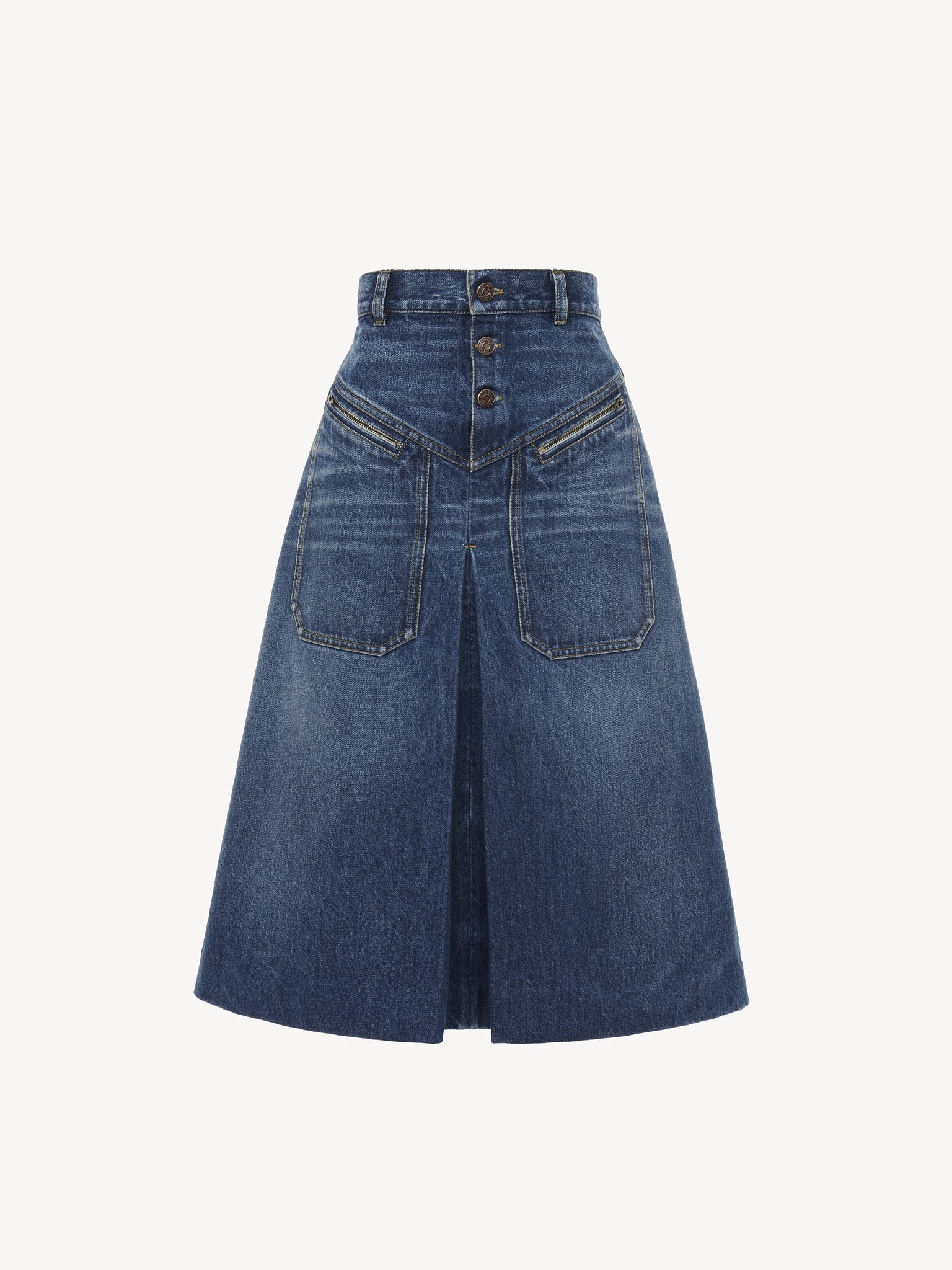 KNEE-LENGTH SKIRT IN DENIM - 2