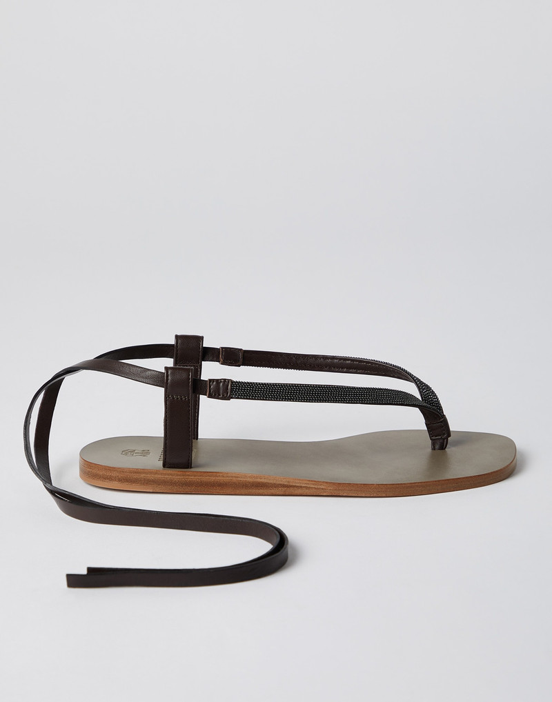 Soft nappa leather sandals with precious straps 1