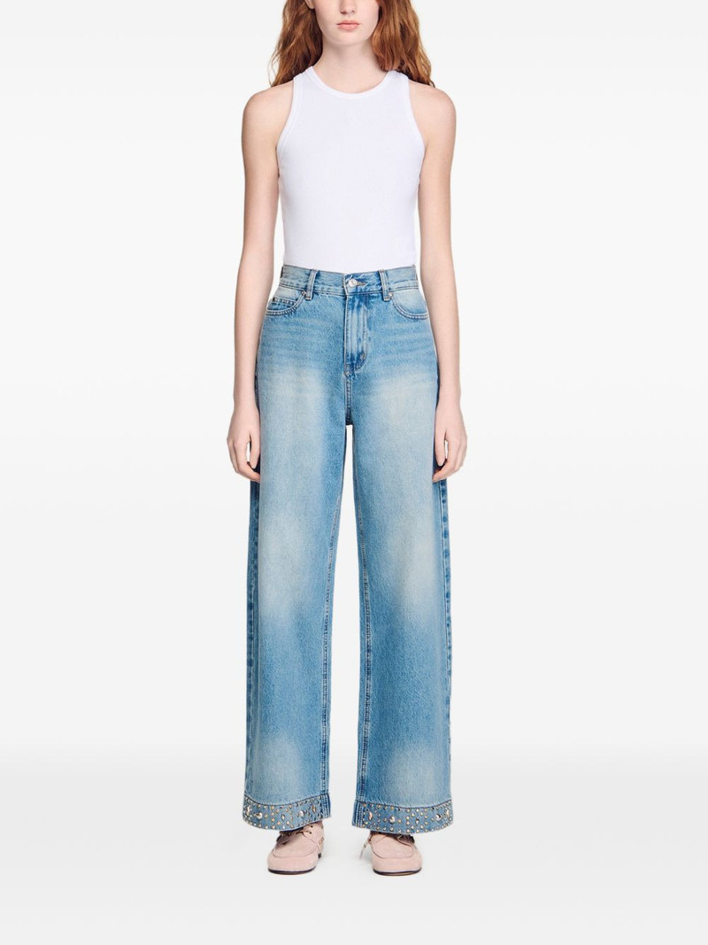 Sandro rhinestone-embellishment straight jeans outlook