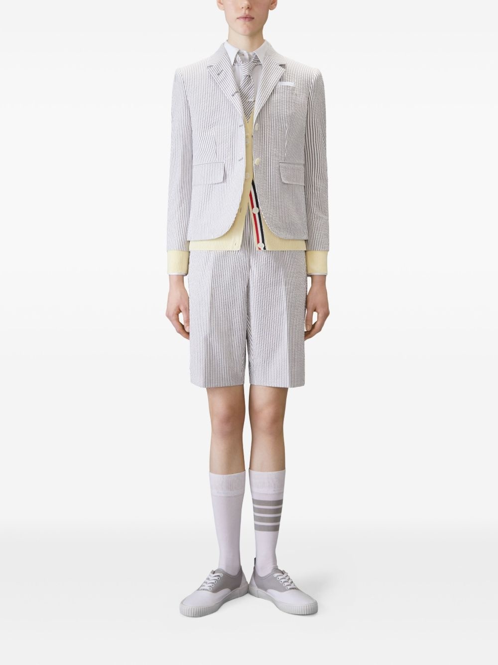 four-bar V-neck cardigan - 2