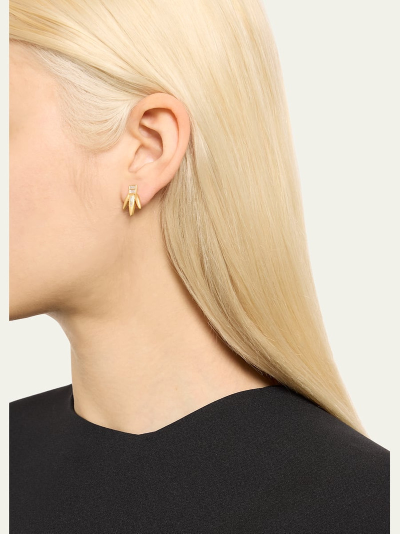 ILEANA MAKRI Baguette Diamond Grass Straw Earrings in 18K Yellow Gold outlook