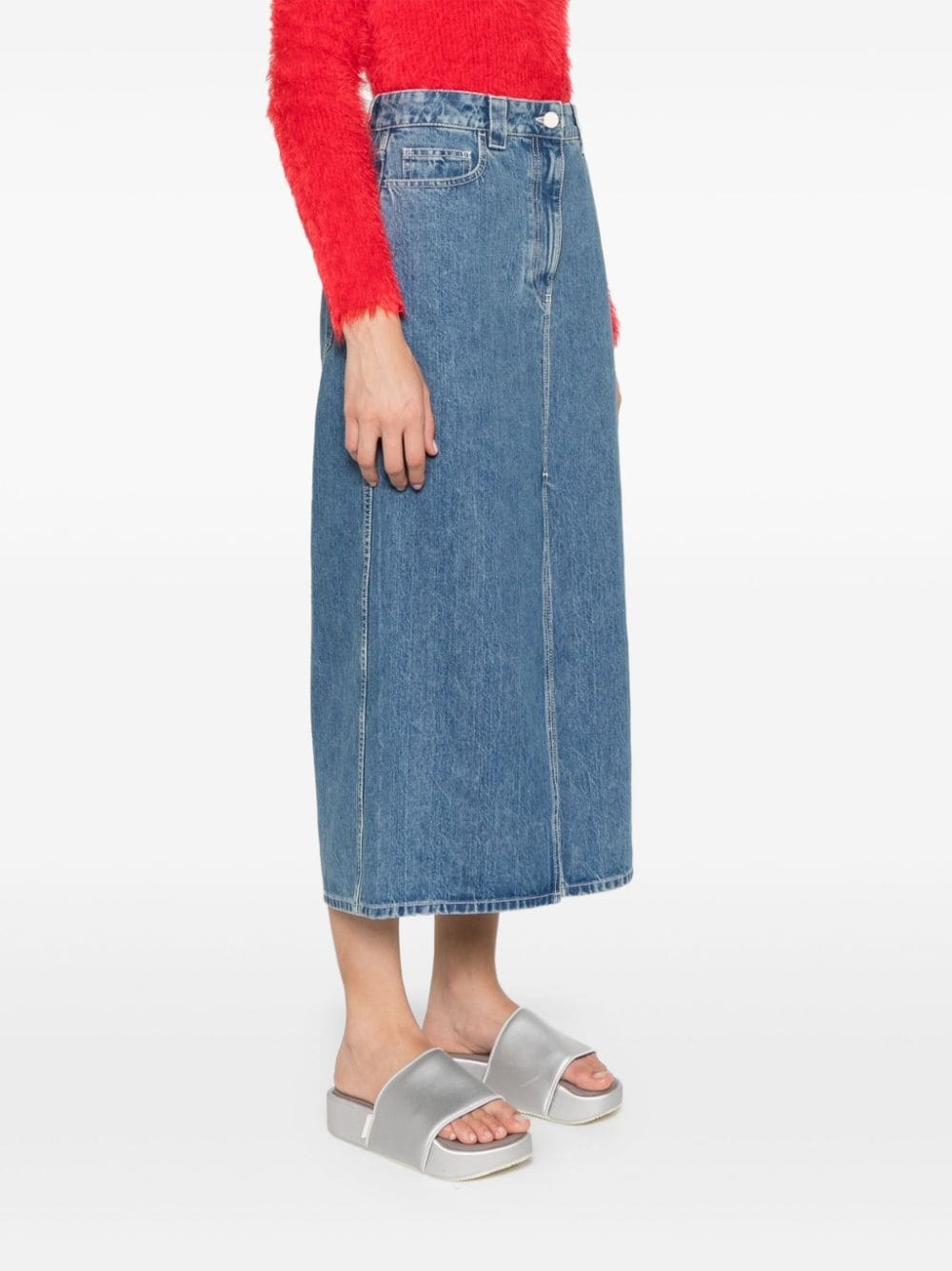 logo-patch denim skirt - 3