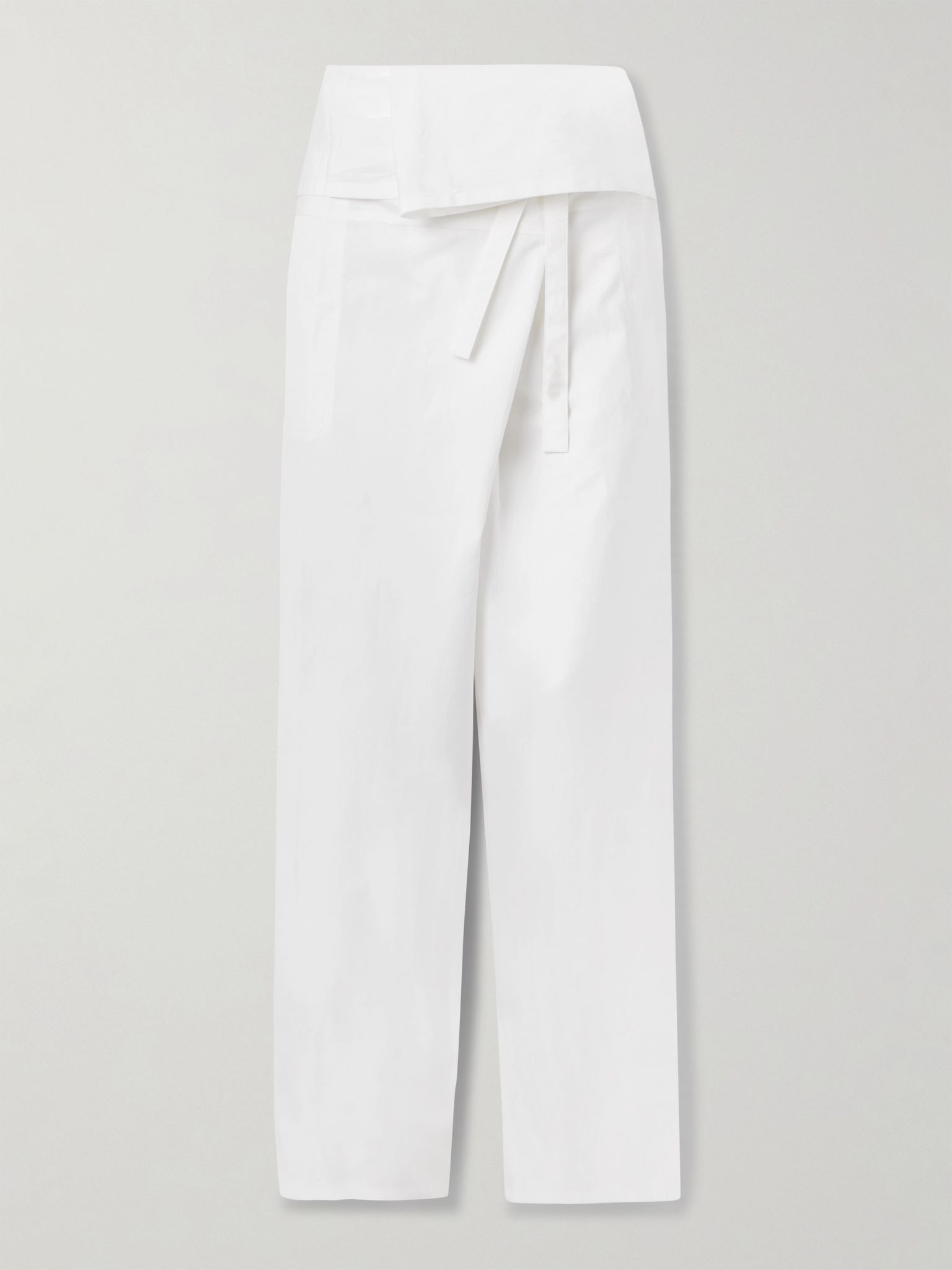 Fisherman tie-front cotton wide-leg pants Off-white - 1