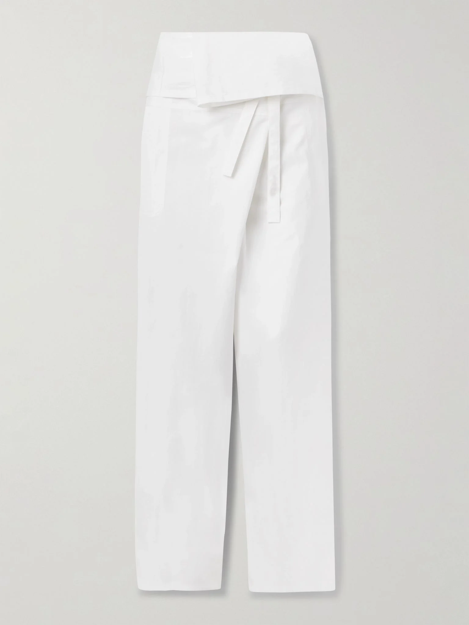Fisherman tie-front cotton wide-leg pants Off-white - 1