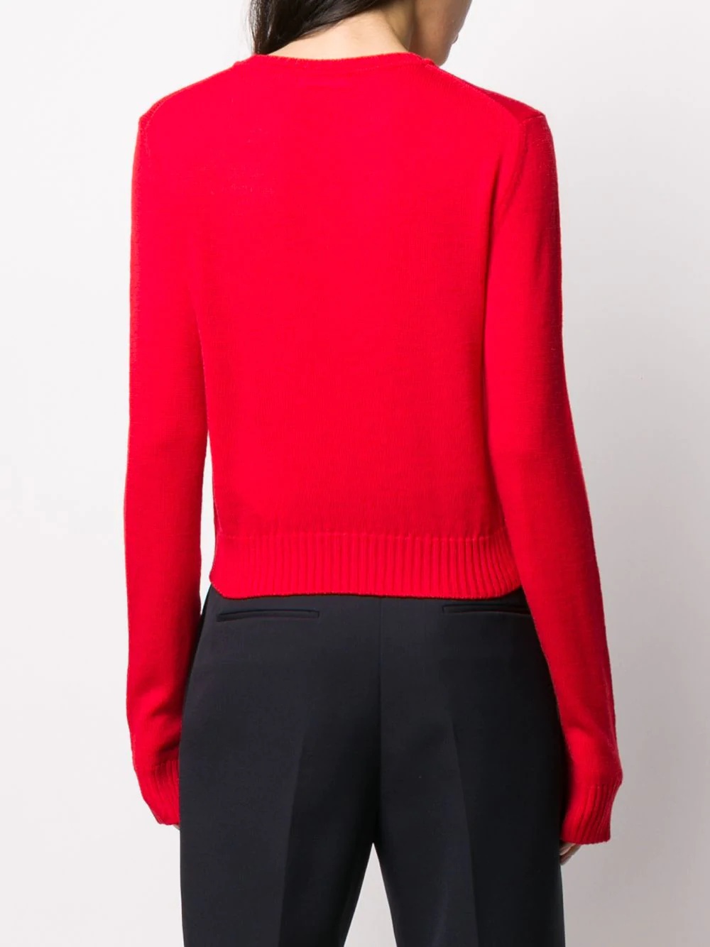 crew-neck long sleeved knitted top - 4