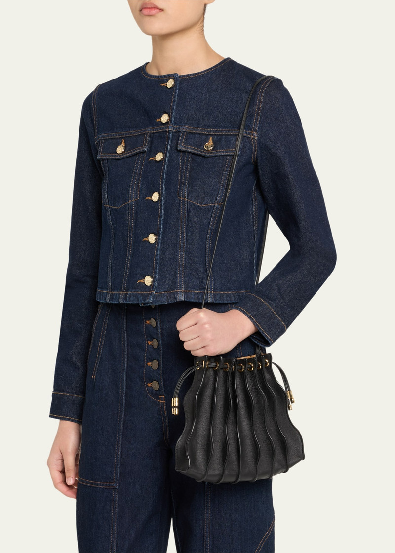 ULLA JOHNSON Adria Wave Pleated Leather Crossbody Bag outlook