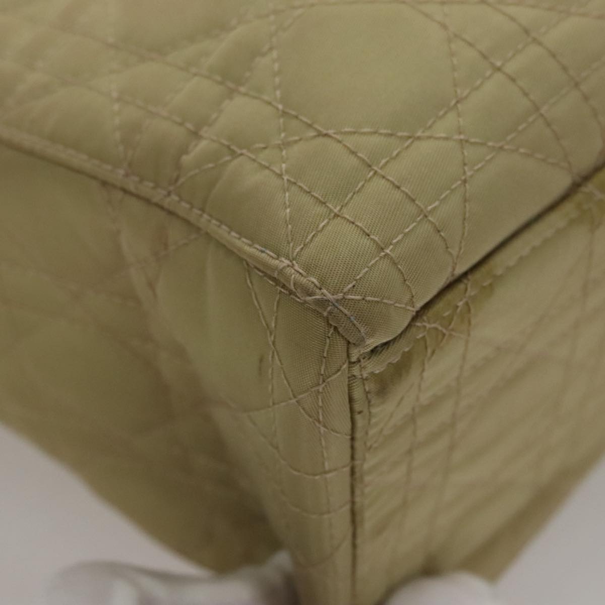 DIOR Canage Hand Bag Nylon Beige Silver - 16