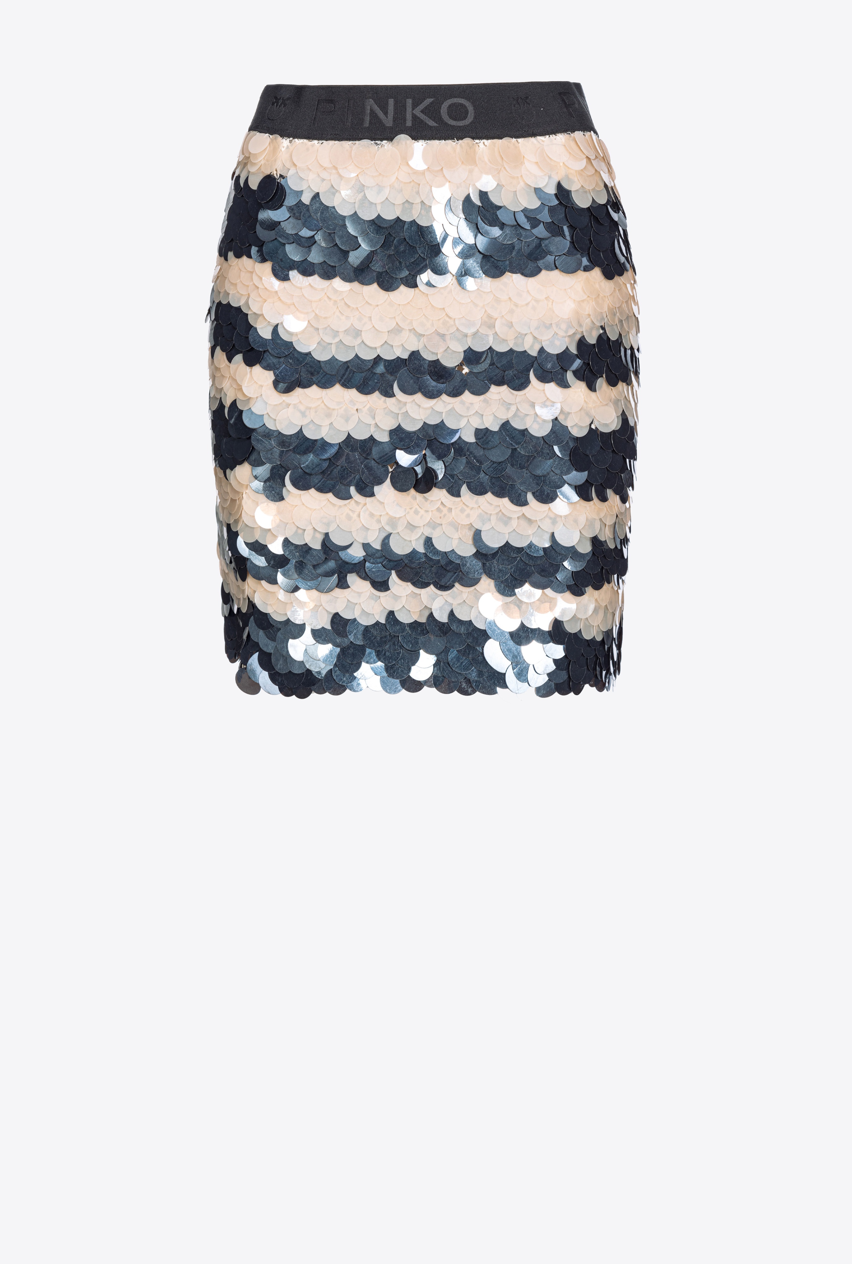 MESH MINI SKIRT WITH SEQUINNED STRIPES - 1