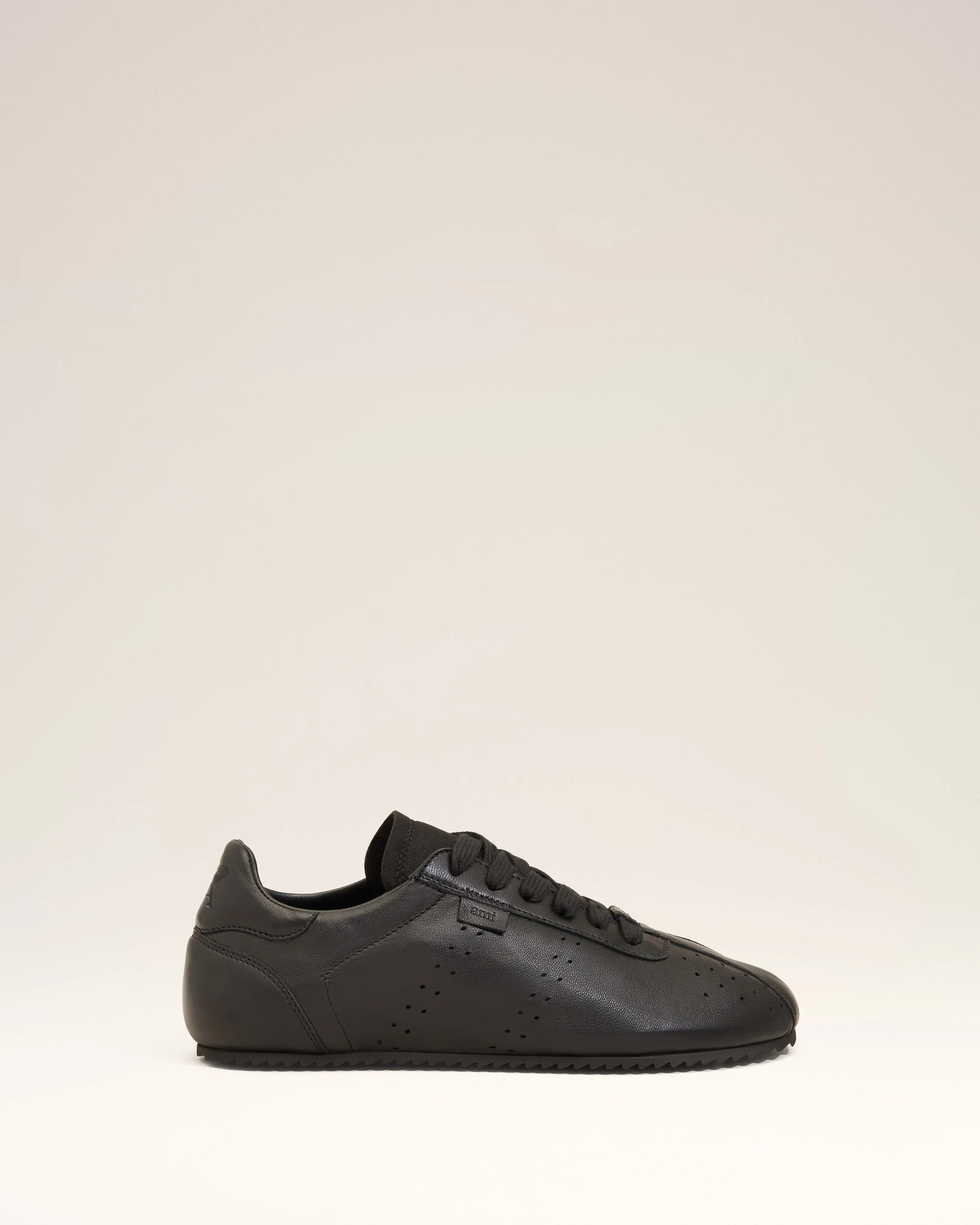 BLACK SMOOTH LEATHER LOW TOP STEP SNEAKERS - 1
