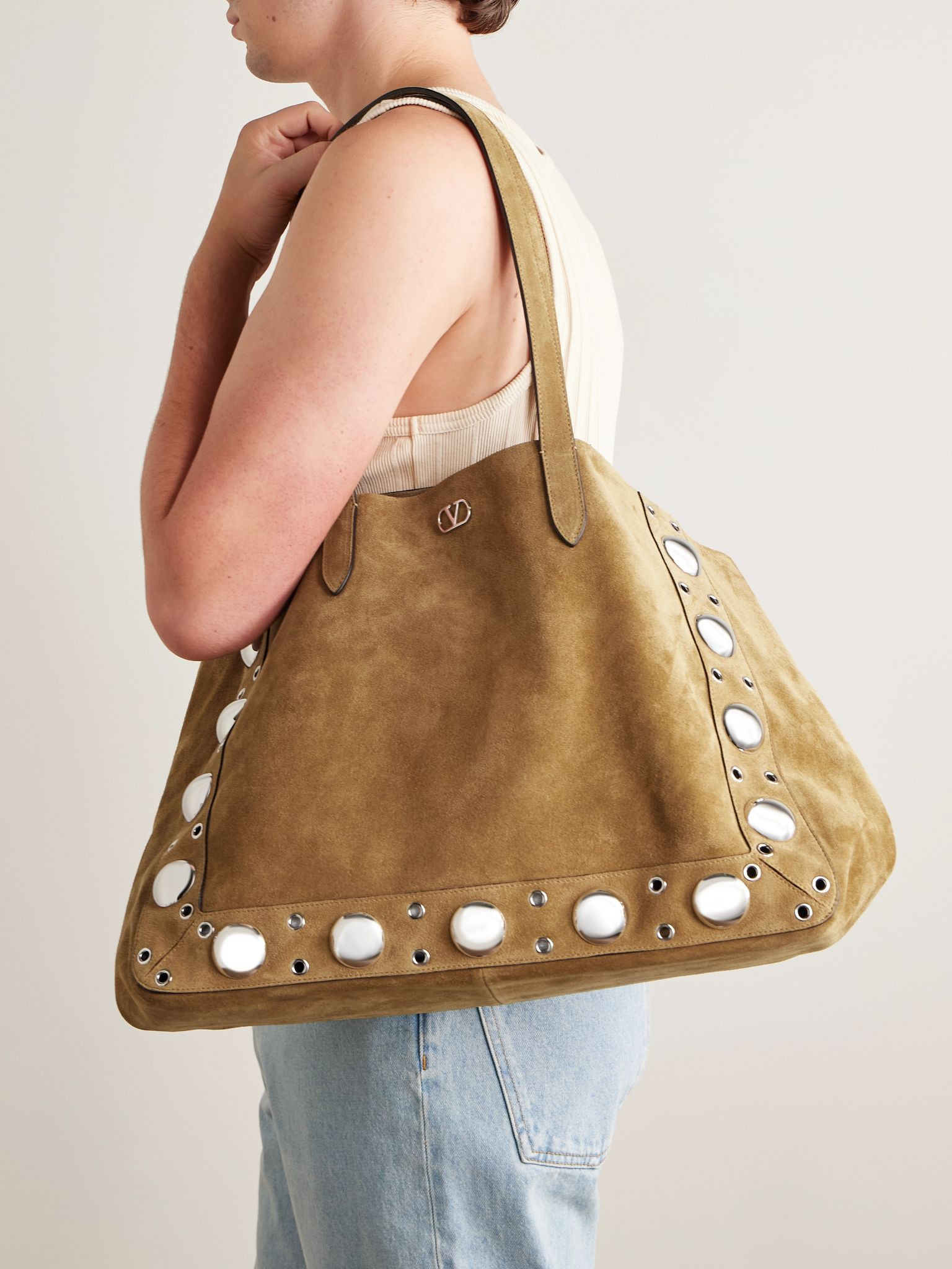 Nellcôte Large Embellished Suede Tote Bag Brown - 2