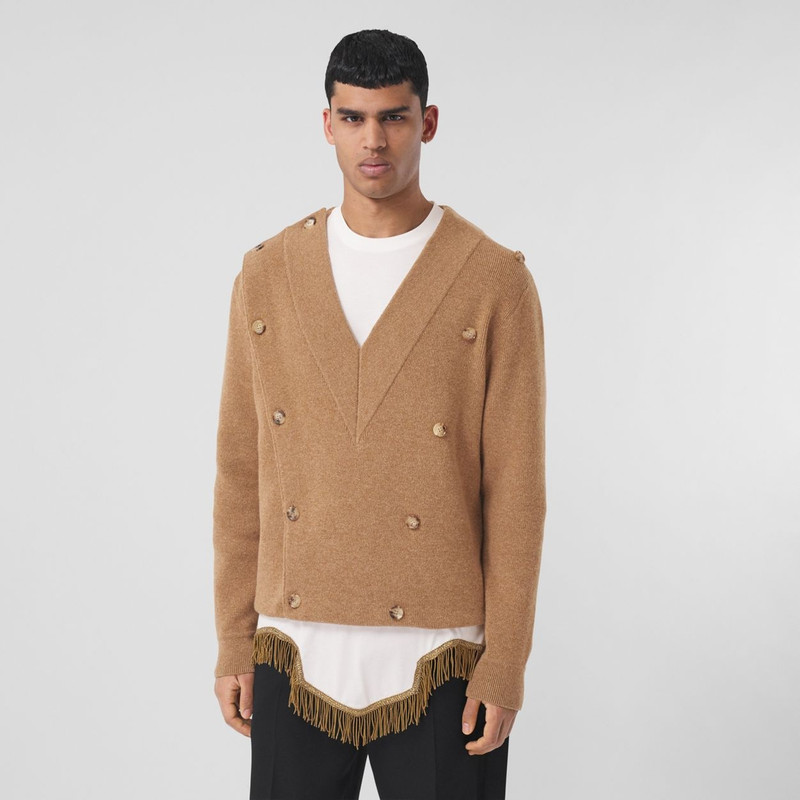 Technical Wool Double-breasted V-neck Sweater 6