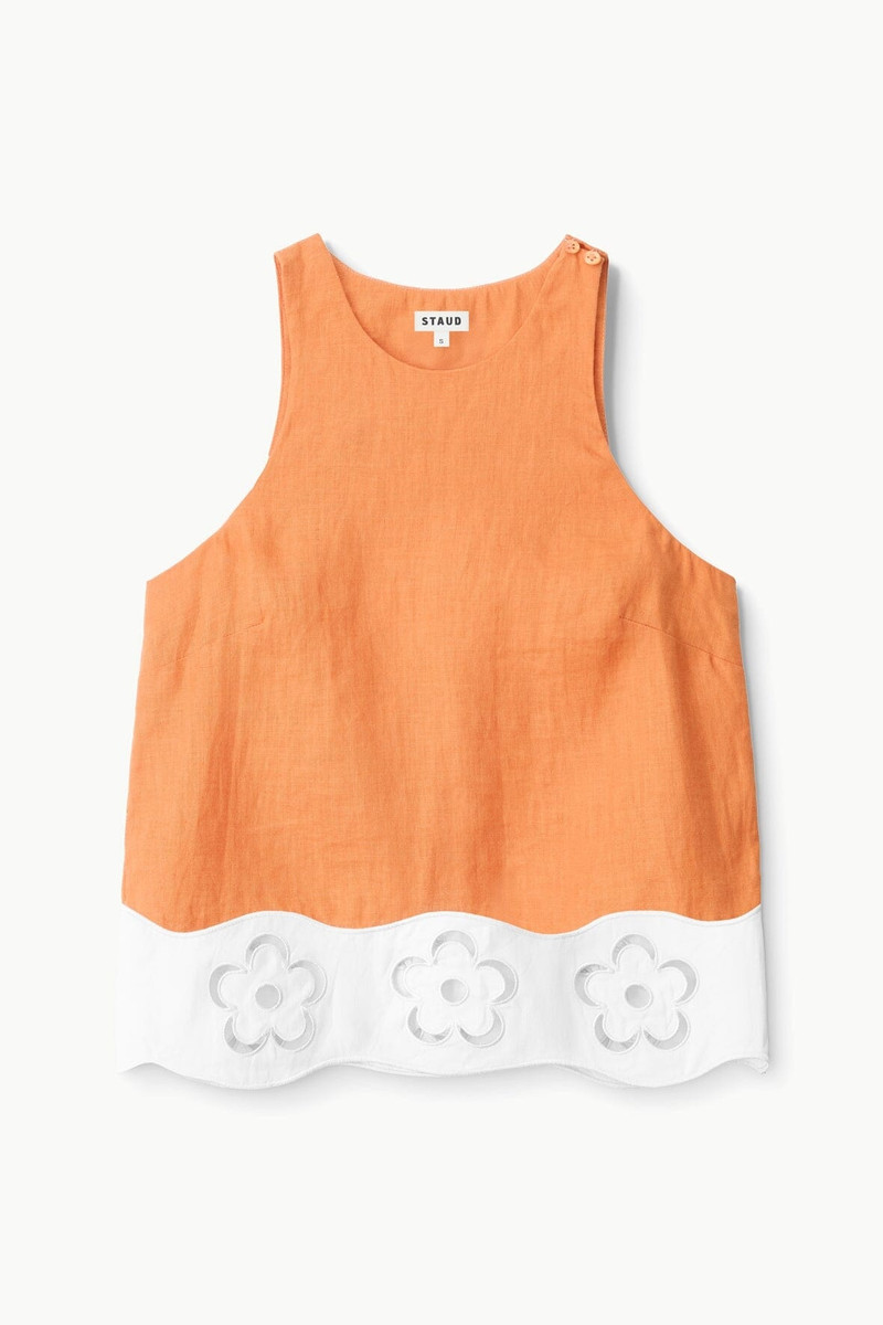 STAUD MIKA LINEN TOP APRICOT WHITE - 1