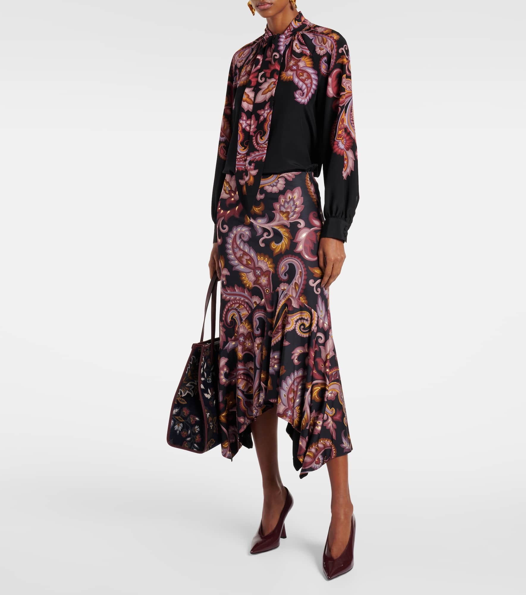 Paisley tie-neck silk blouse - 2