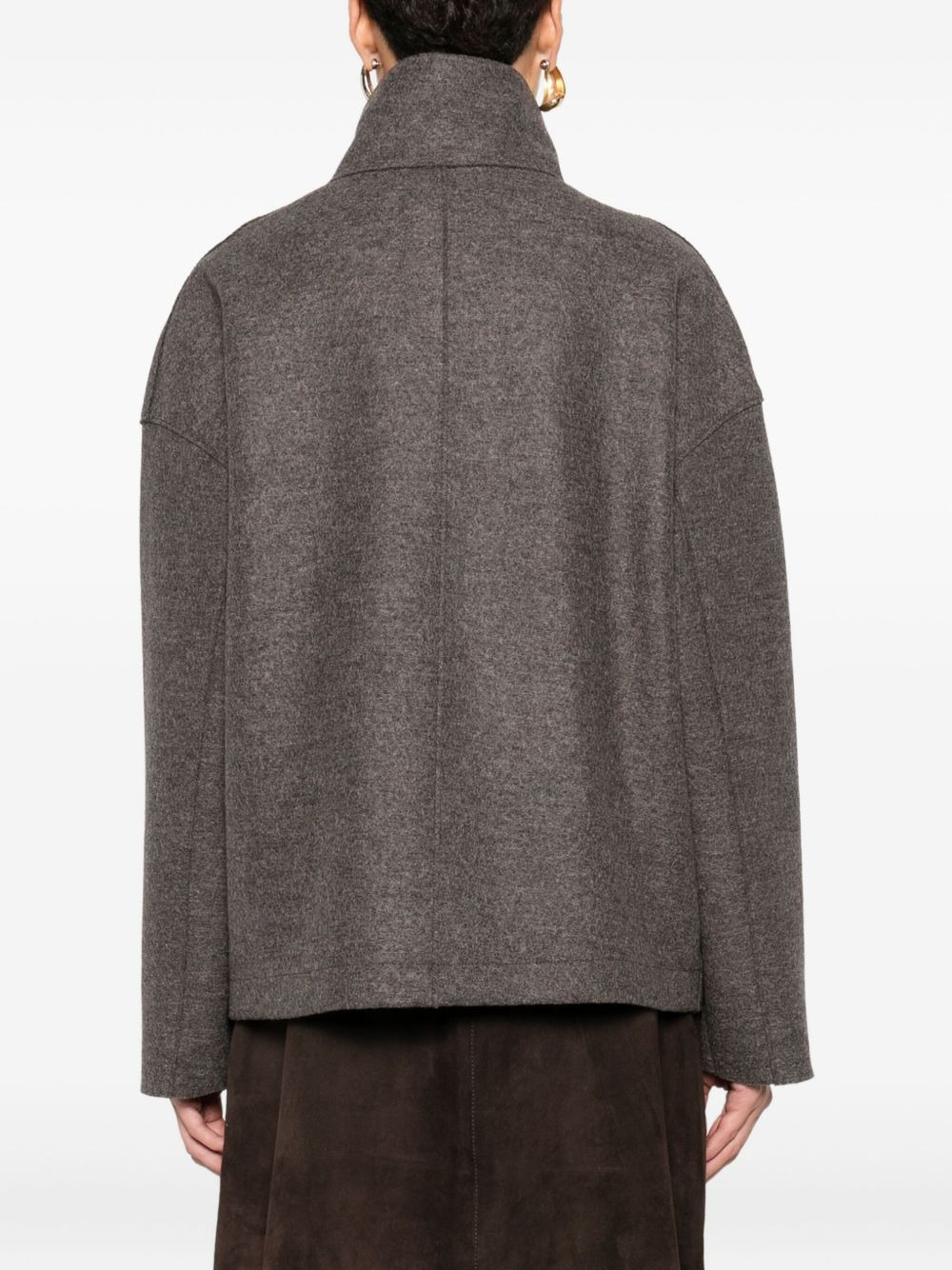 double-breasted funnel-collar jacket - 4