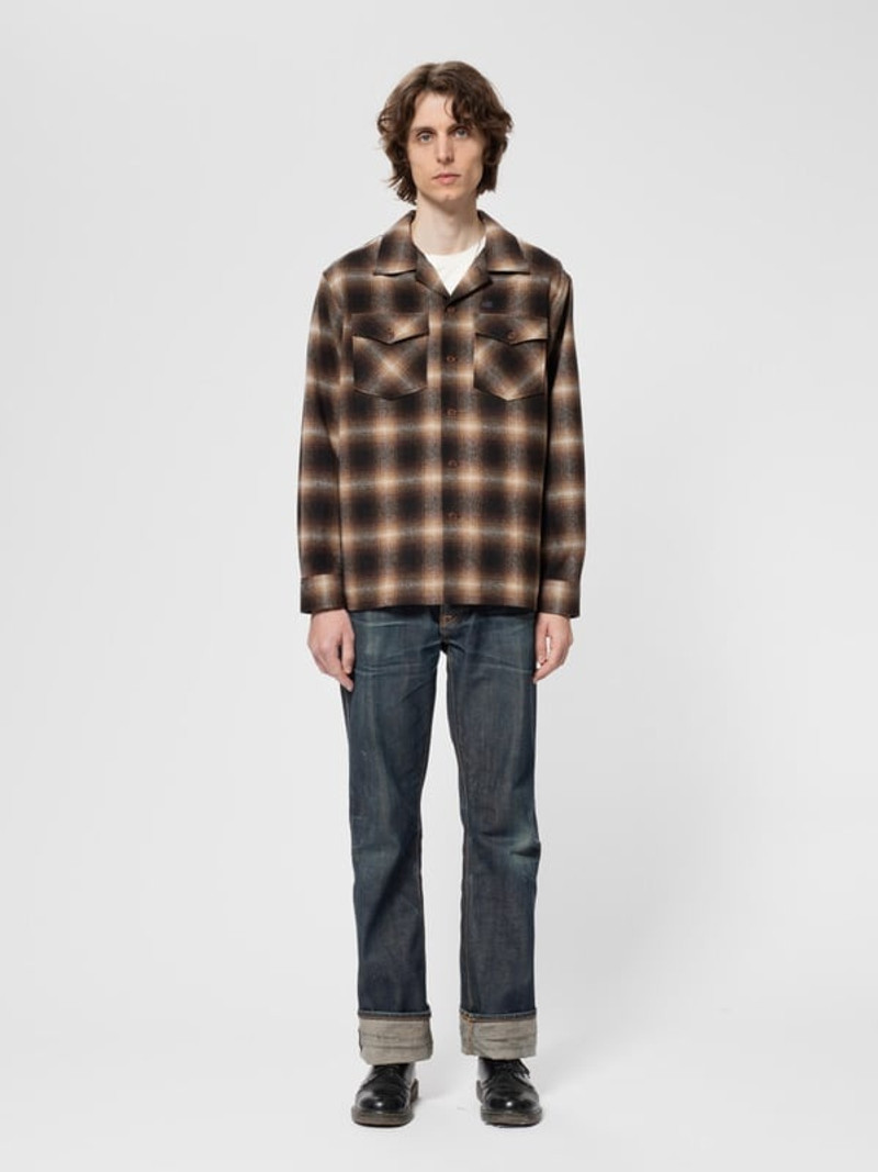 Nudie Jeans Vincent Shadow Check Shirt Brown/Beige outlook