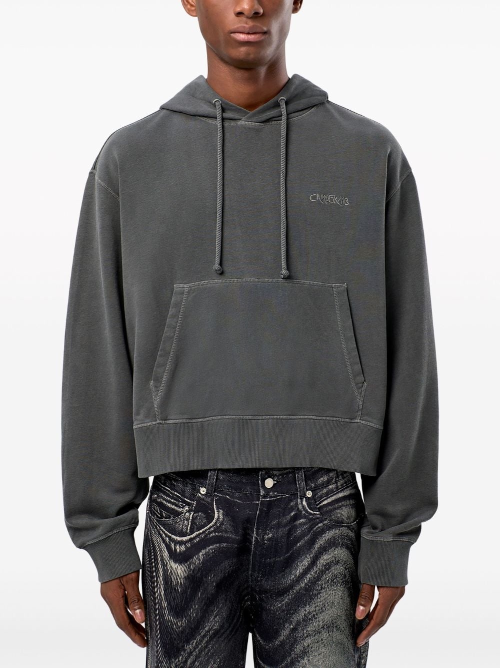 logo-embroidered cotton hoodie - 6