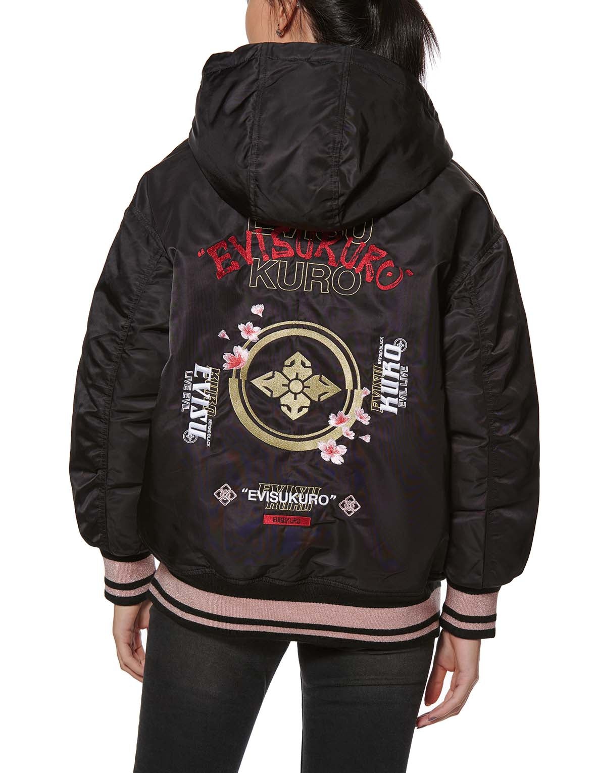 Floral and Kamon Embroidered Down Jacket - 7