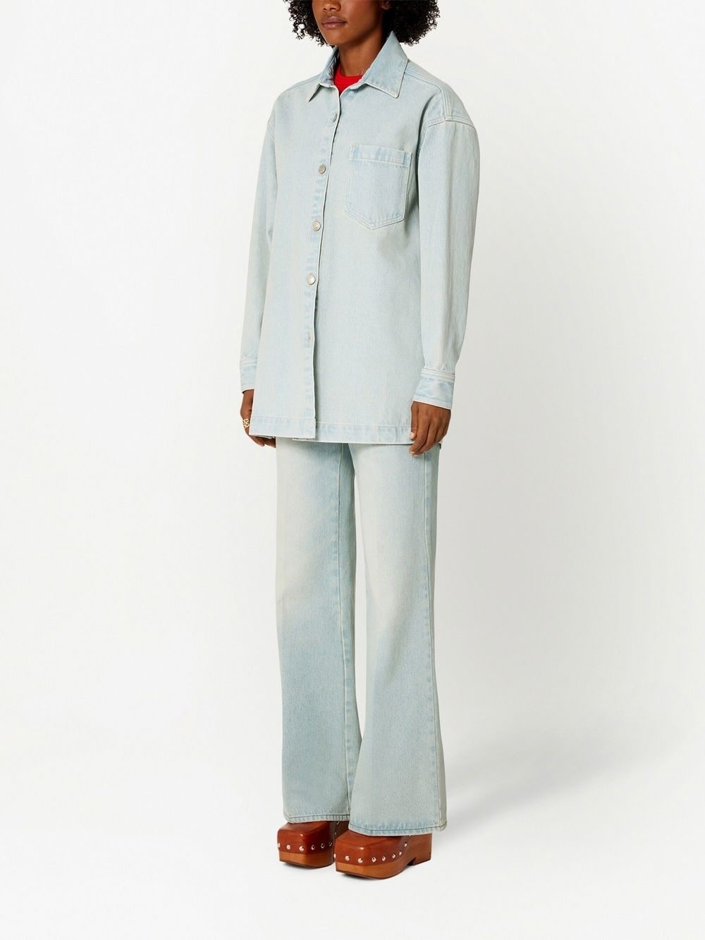 logo-print denim overshirt - 2