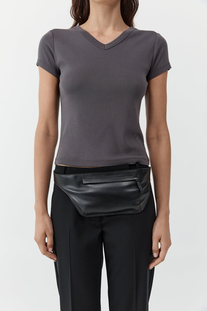 ST. AGNI Organic Cotton V Neck Tee - Soot outlook