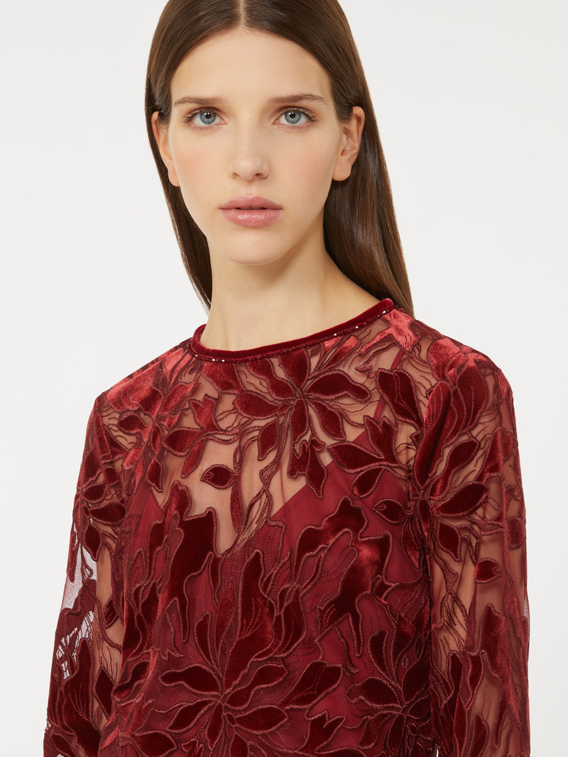 PLINIO Tulle T-shirt with velvet embroidery 5