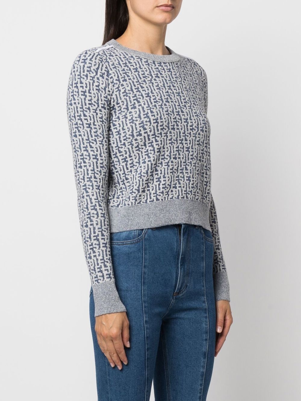 logo-jacquard knitted jumper - 3