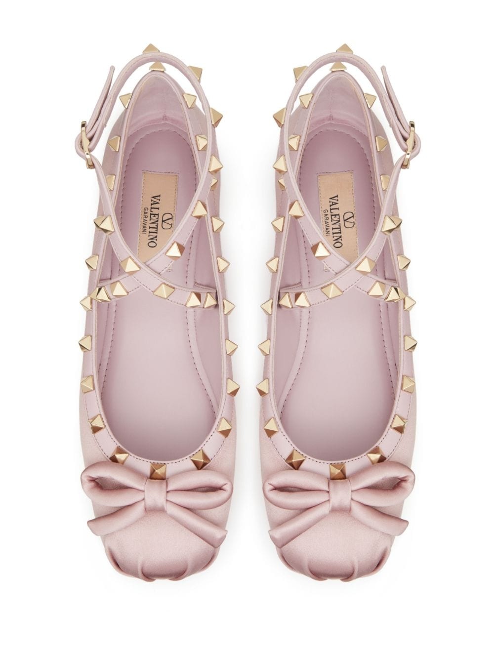 Rockstud-strap satin ballerinas - 4