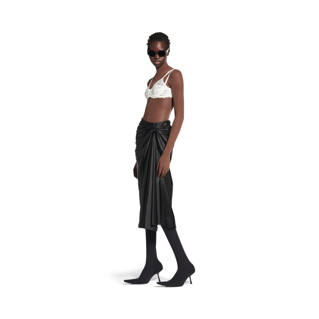 Women's Draped Skirt in Black - 2