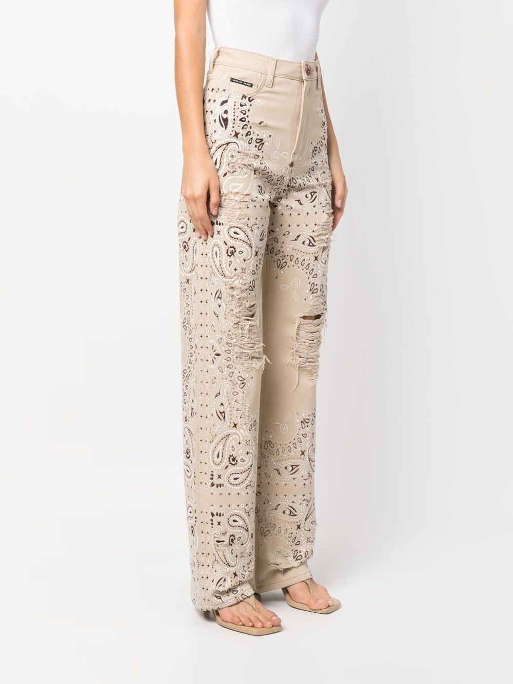 paisley-print cotton jeans - 3