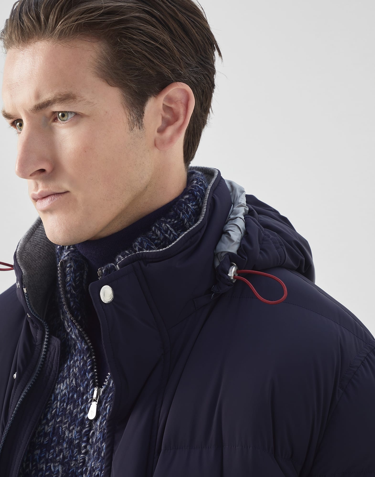 Bonded nylon long down coat with detachable hood - 3