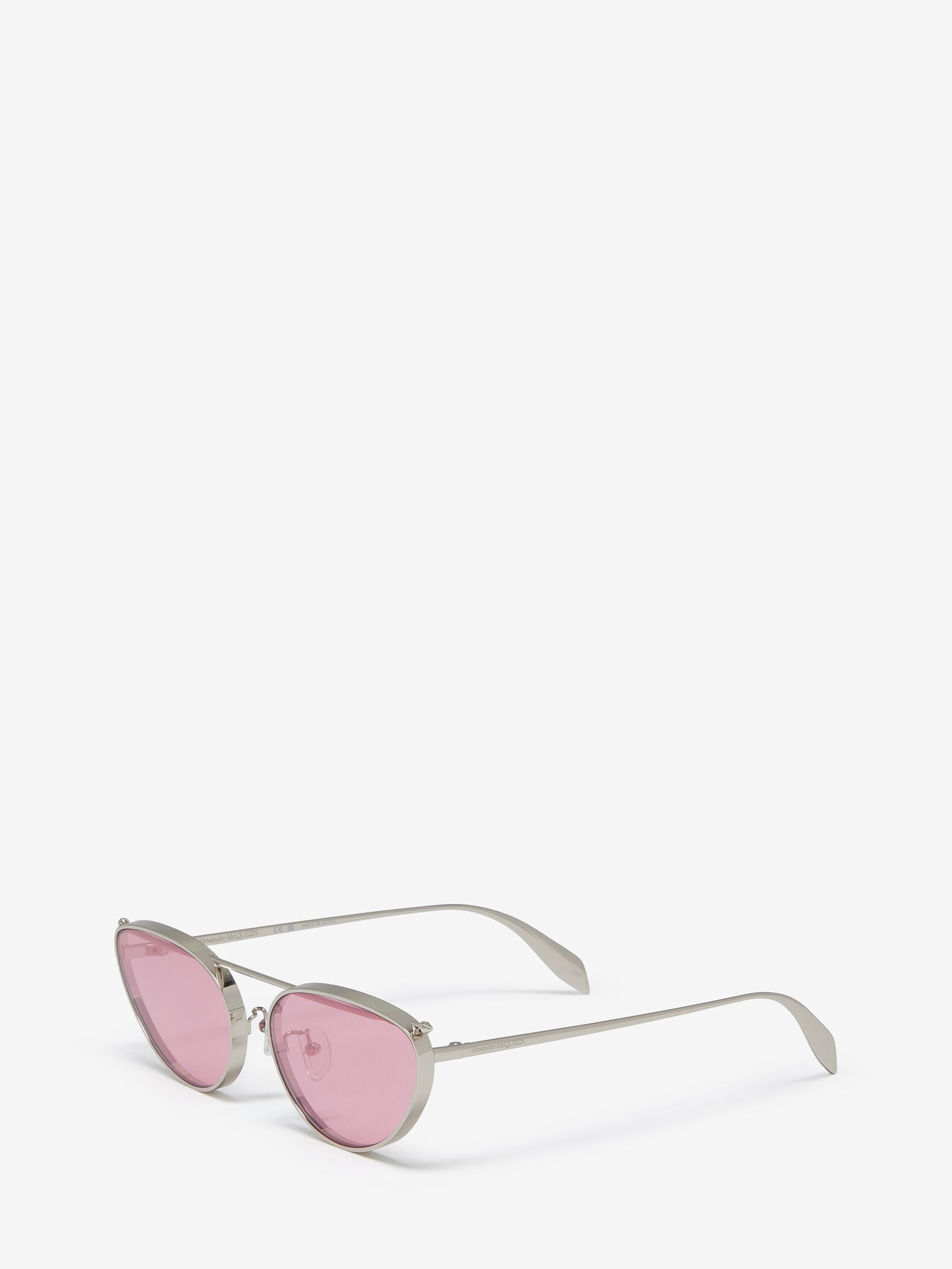 Women's Front Piercing Cat-eye Sunglasses in Silver/pink - 2