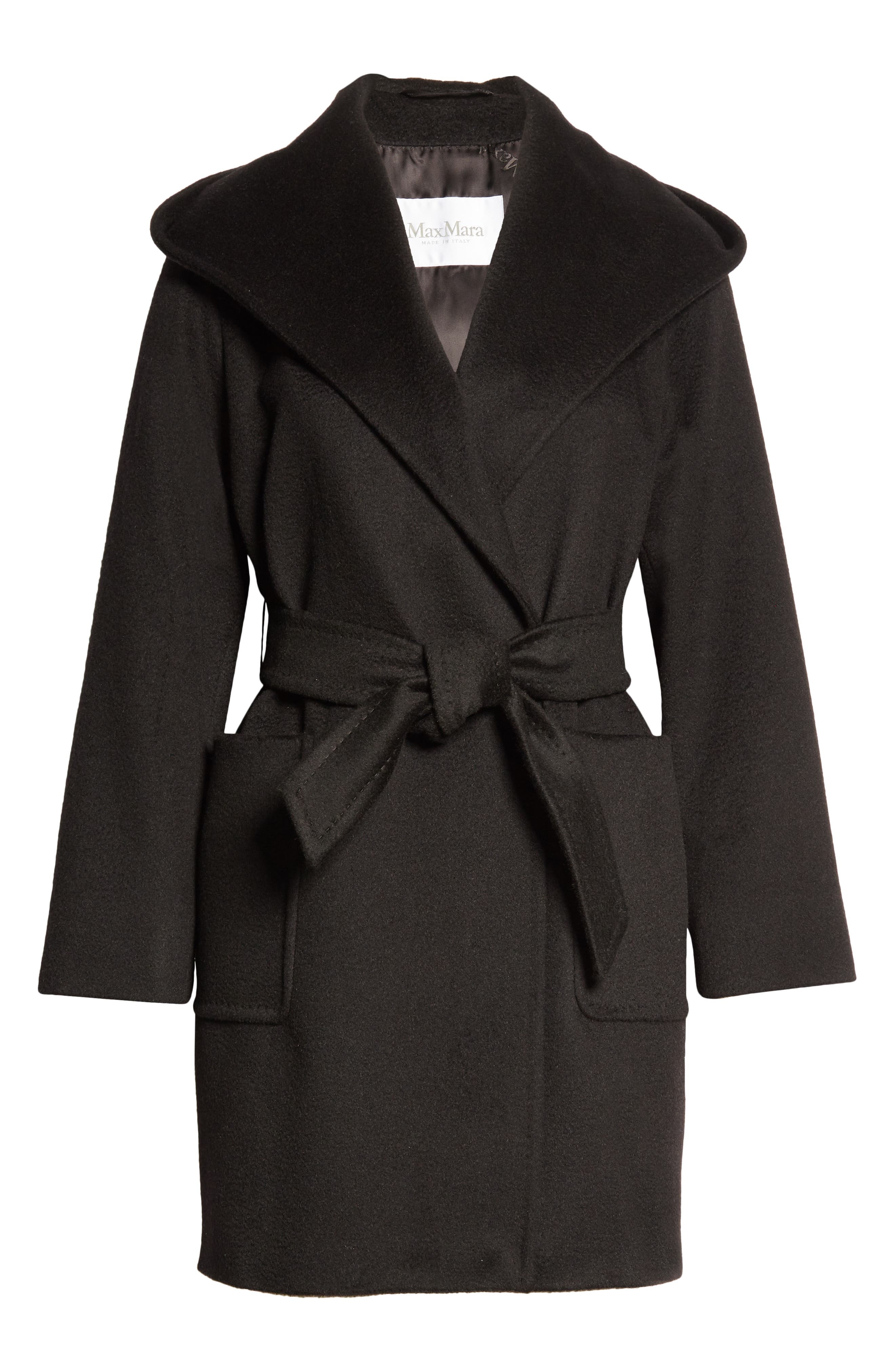Max Mara Rialto Hooded Camel Hair Coat in Black at Nordstrom - 6
