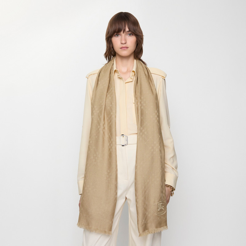 Burberry Wide Check Wool Silk Scarf outlook