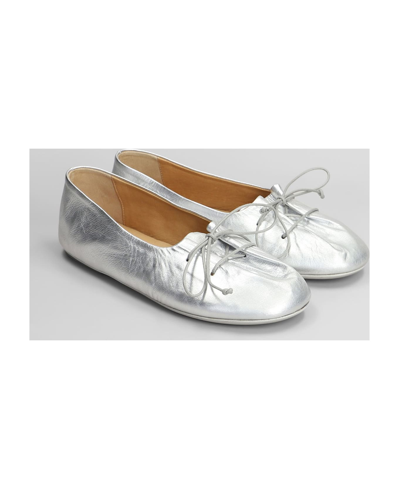 Girella Ballet Flats In Silver Leather - 2