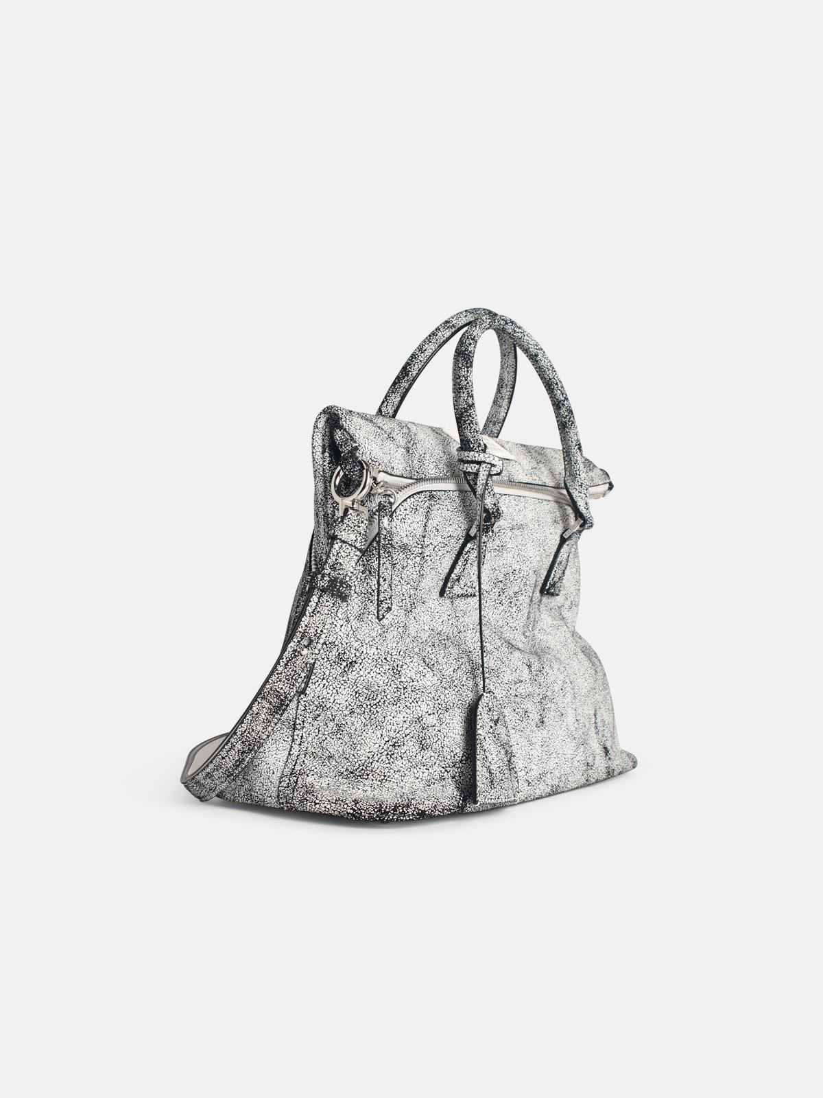 '5AC' BLACK AND WHITE CRACKED LEATHER BAG - 2