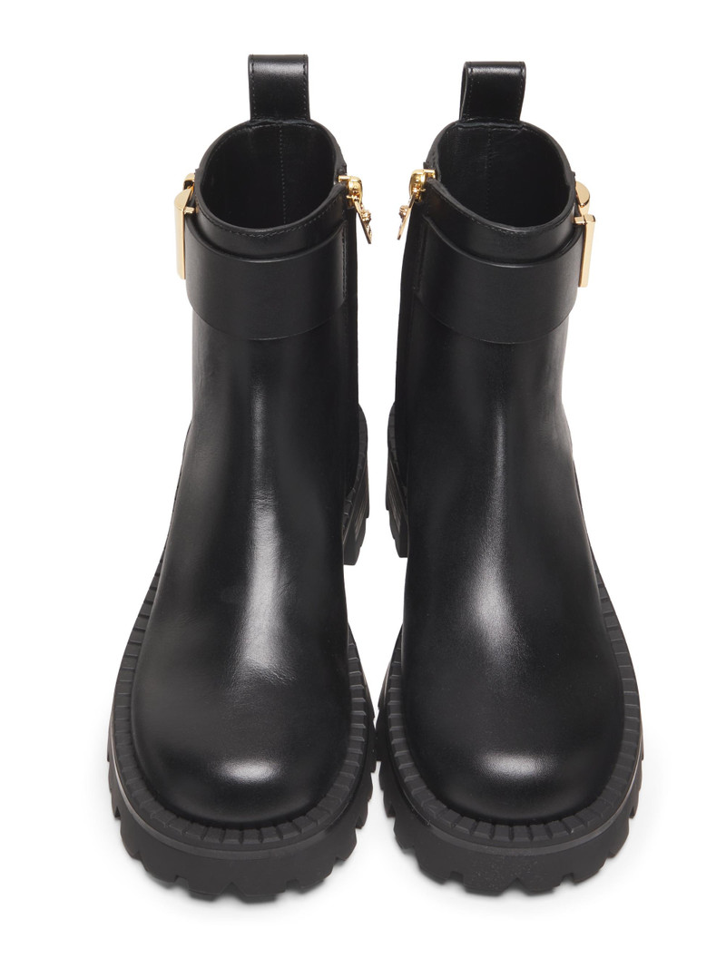 Women's V-Logo Leather Ankle Booties - Black Versace Gold Palladium 4