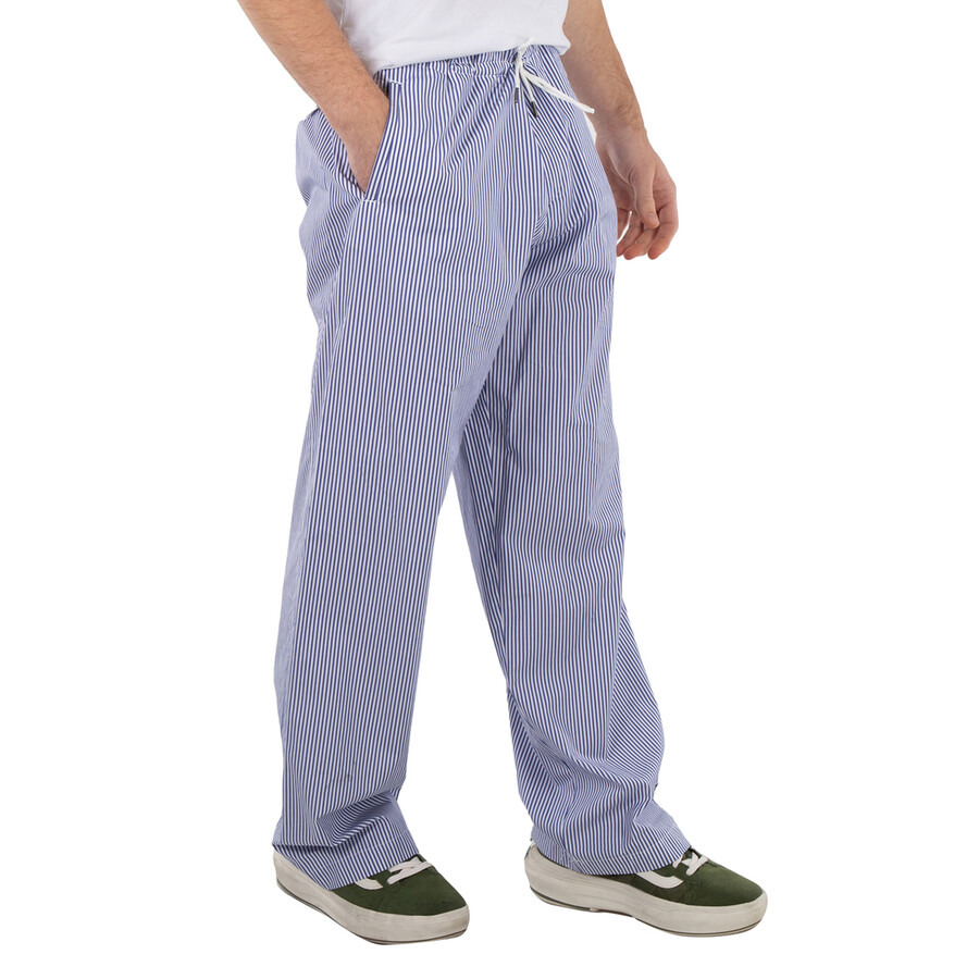 Emporio Armani Blue Poplin Striped Drawstring Trousers - 2