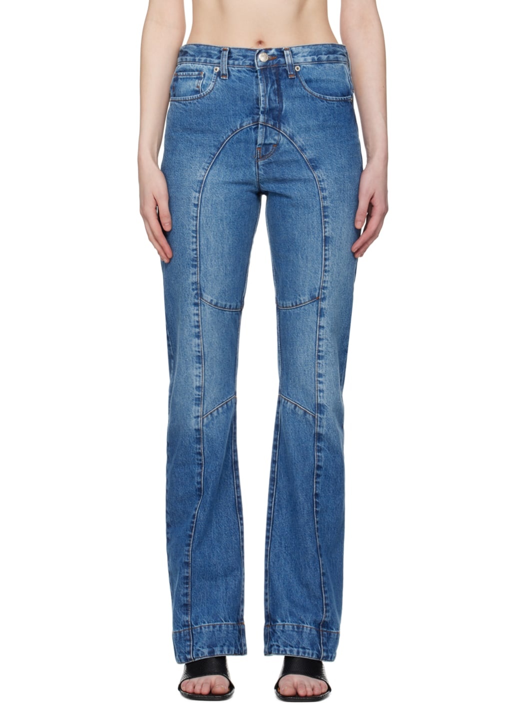 Blue Paneled Jeans - 1