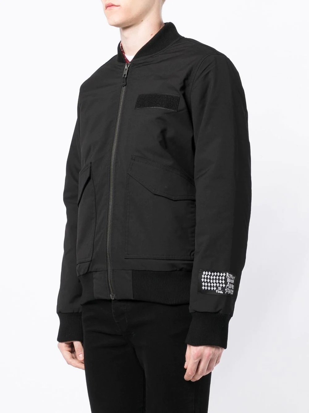 patch-detail zip-up bomber jacket - 3