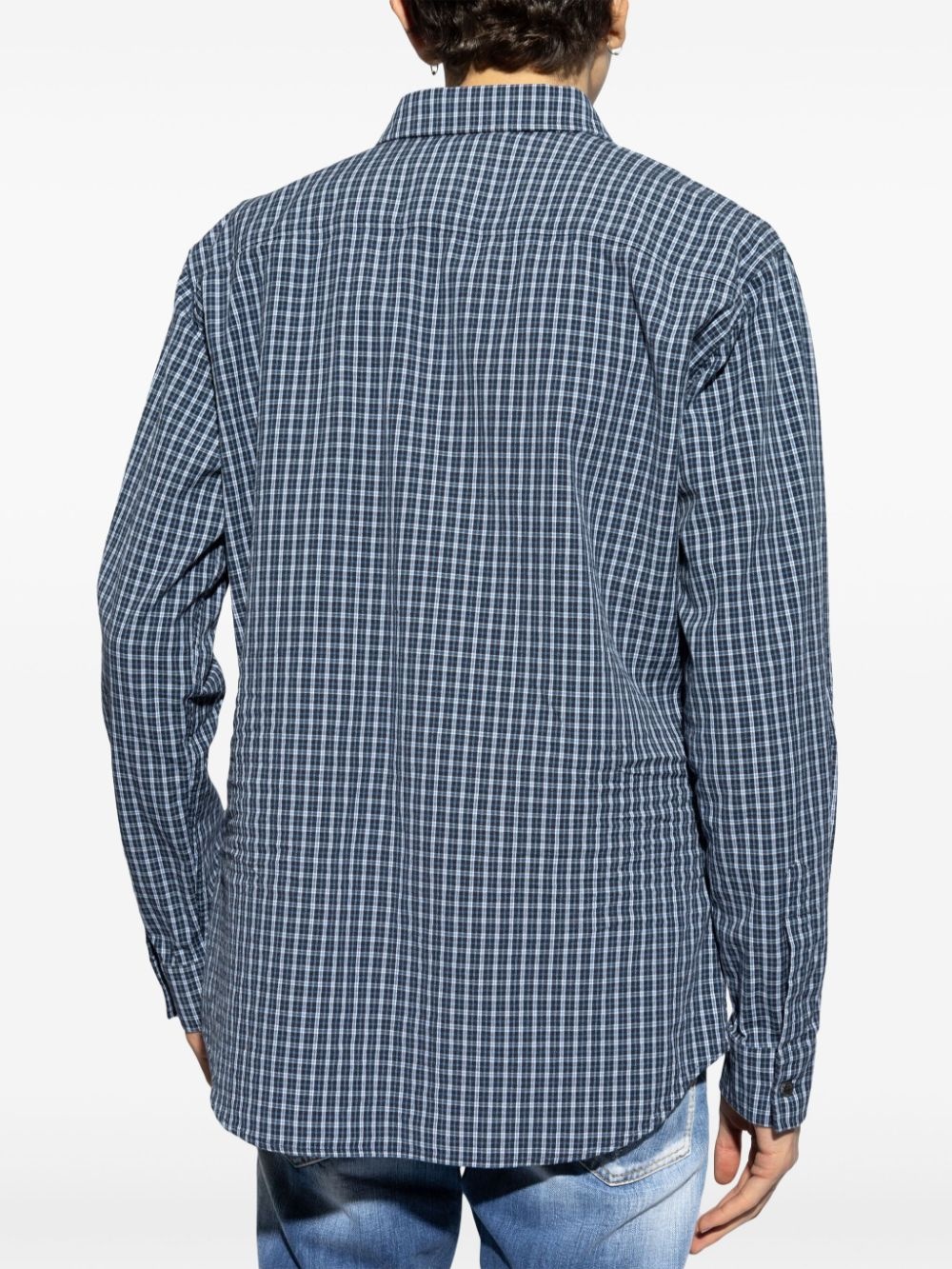 logo-patch plaid cotton shirt - 4