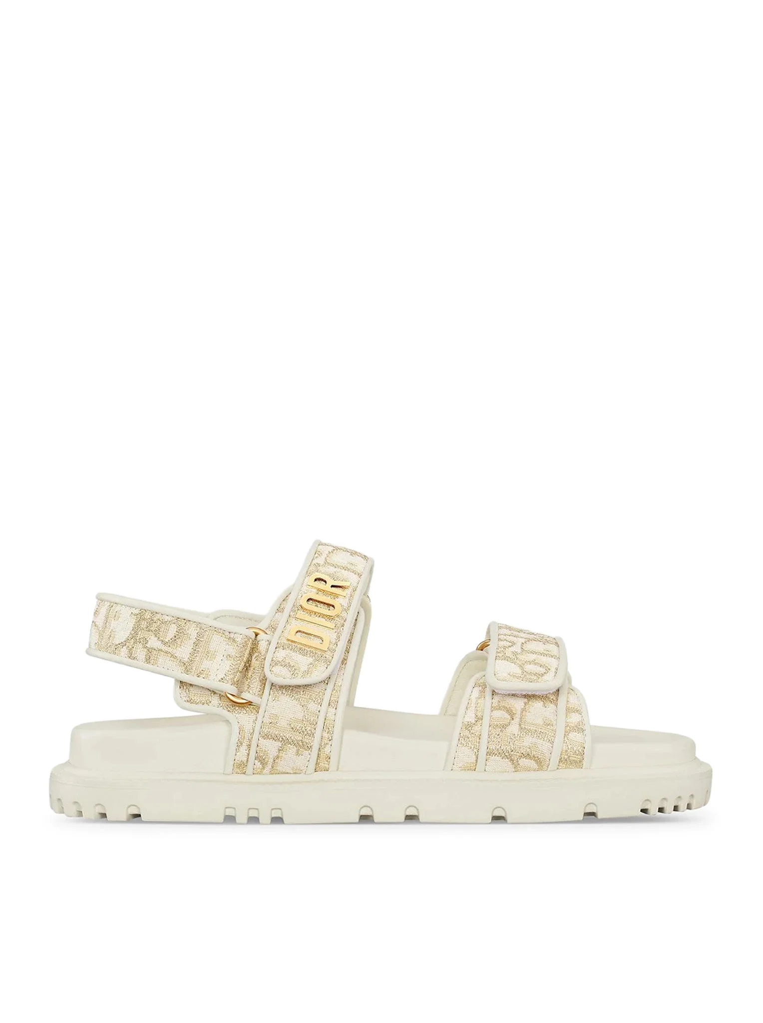 DIORACT SANDAL IN WHITE OBLIQUE JACQUARD WITH GOLD-COLOURED METALLIC THREAD - 1