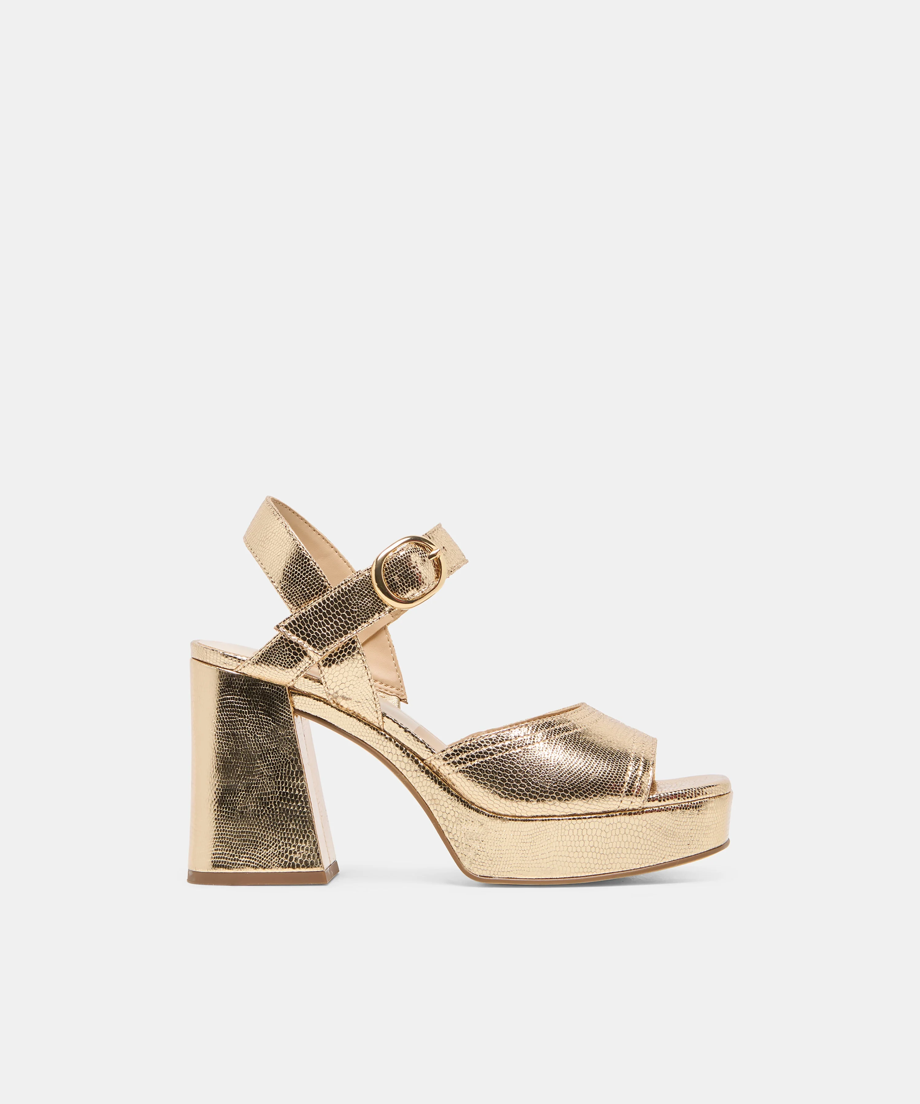FATIMA HEELS GOLD EMBOSSED LEATHER - 1