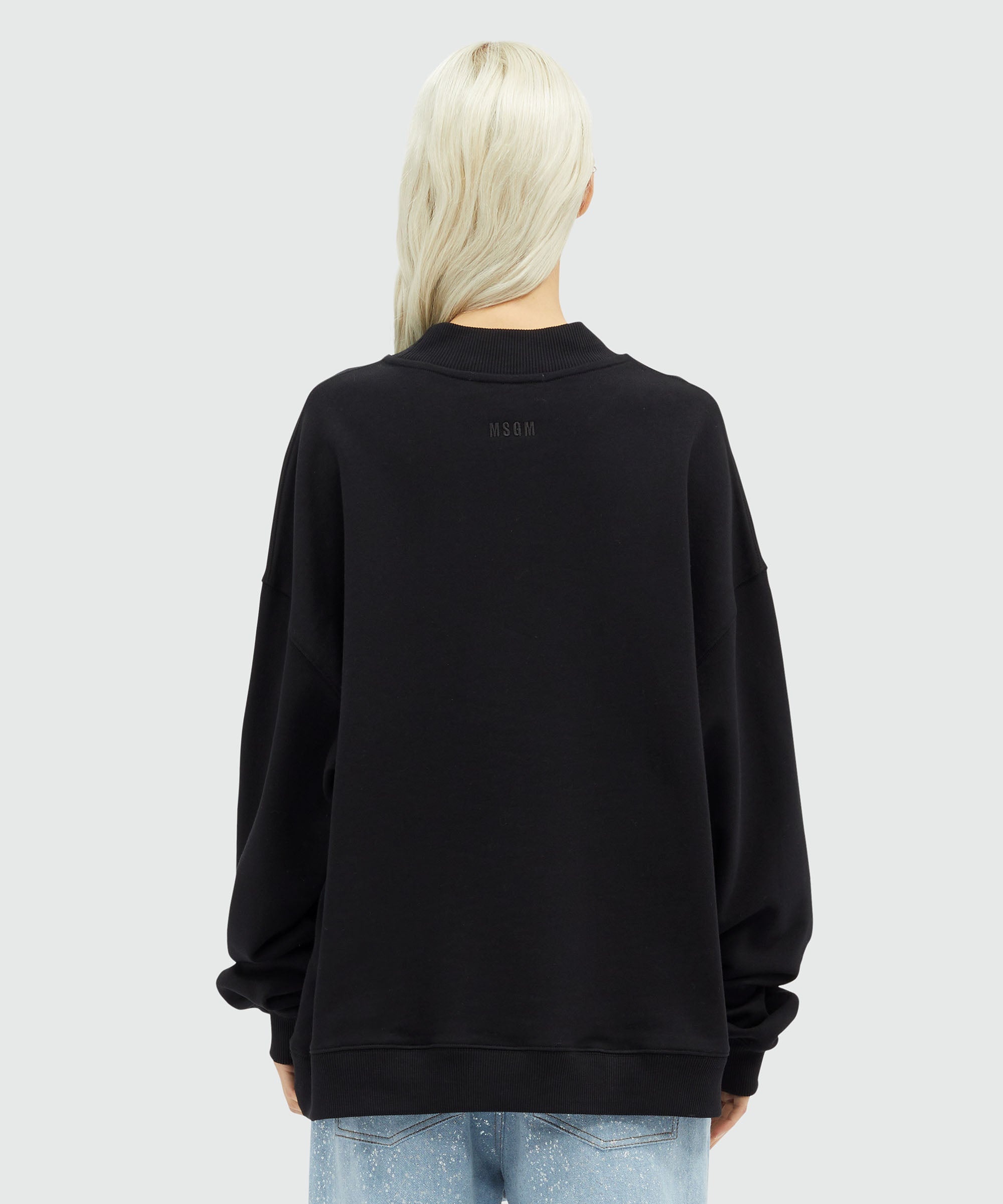 Jersey sweatshirt with quote and rhinestones - 3