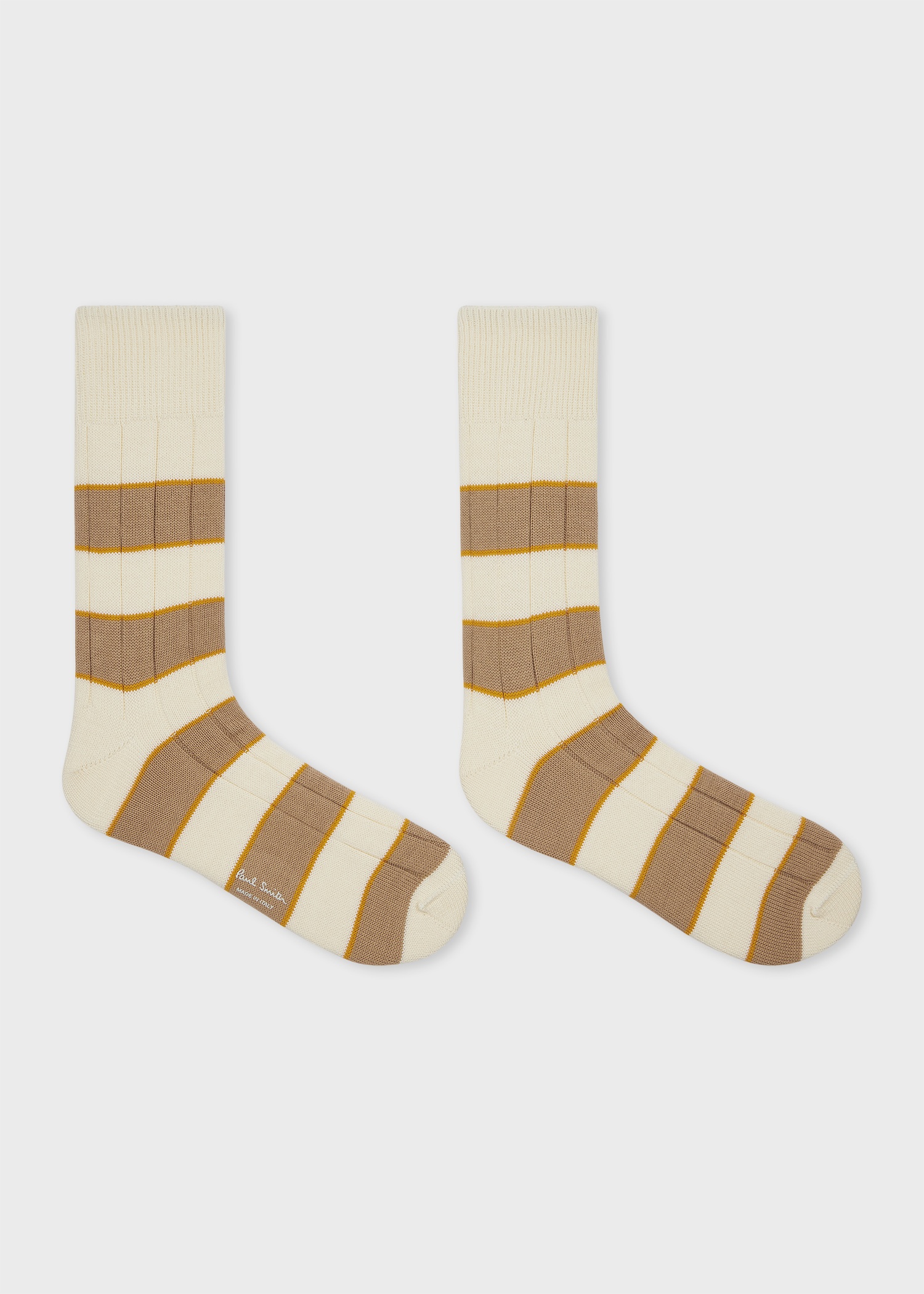 Ivory and Tan Cotton-Blend Rib Socks - 2