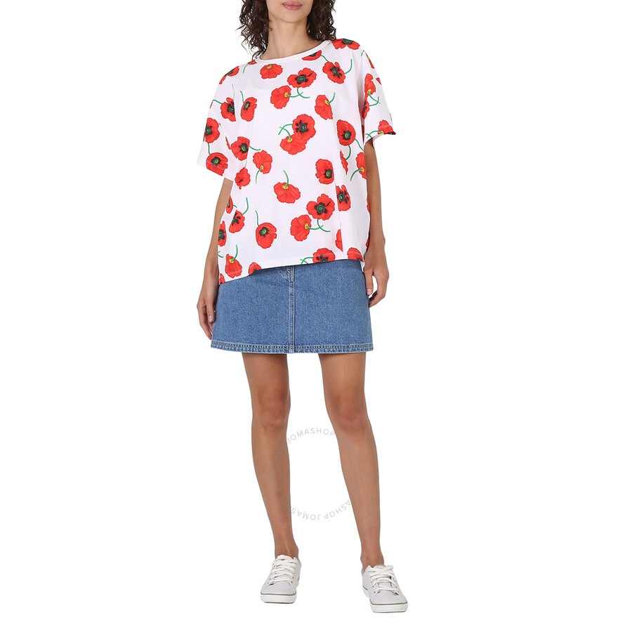 Kenzo Ladies White Poppy All-Over Logo T-Shirt - 6